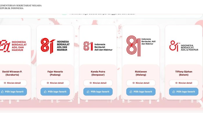 Pemerintah Umumkan 5 Desain Logo HUT Ke-81 RI, Masyarakat Bisa Ikut Memilih