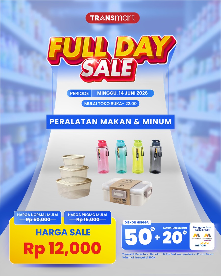 Transmart Gelar Full Day Sale Akhir Pekan, Diskon Peralatan Makan dan Minum Mulai Rp 12.000