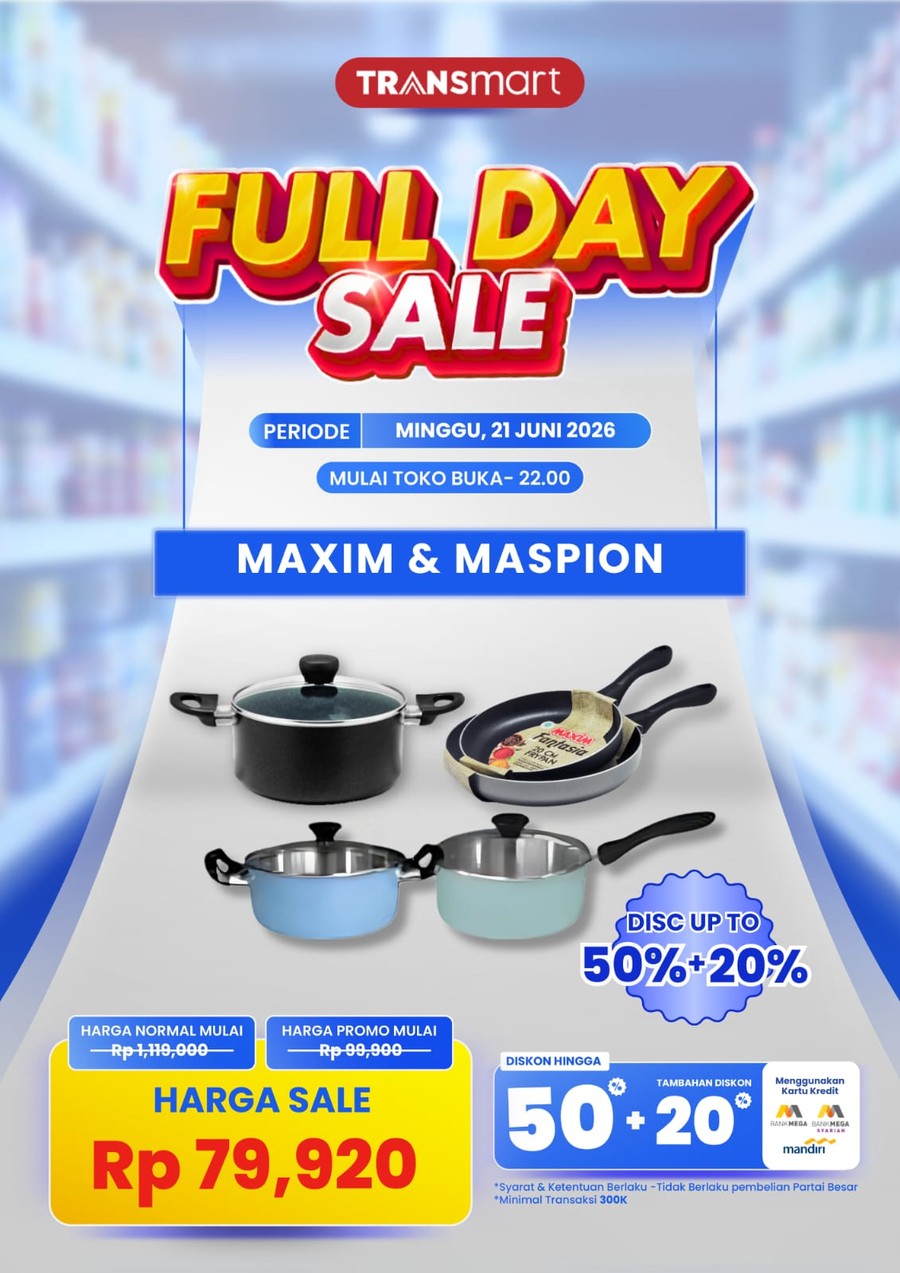 Diskon Besar Alat Masak di Transmart Full Day Sale, Teflon dan Panci Merek Ternama Hanya Rp 79.920