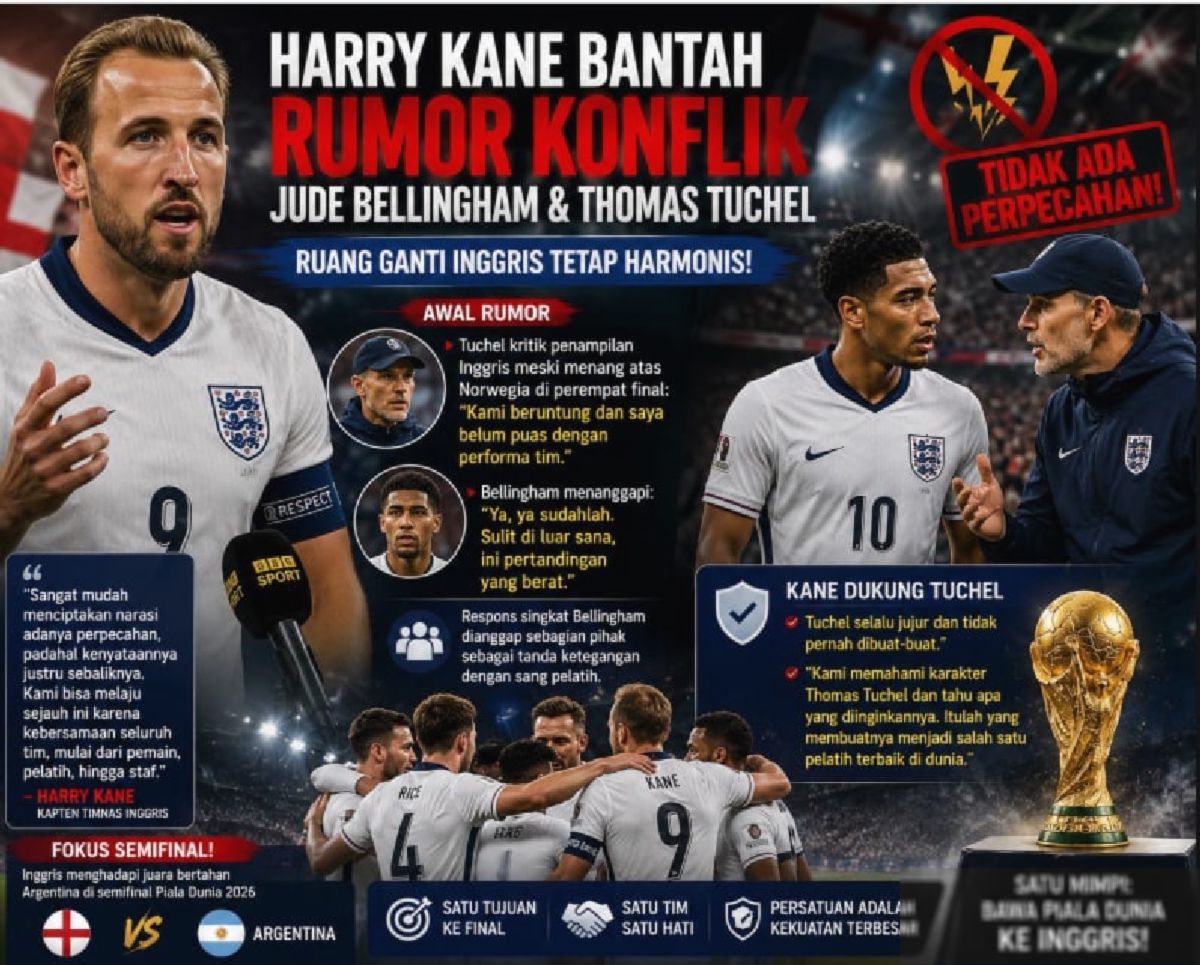 Harry Kane Bantah Isu Konflik Bellingham dan Tuchel