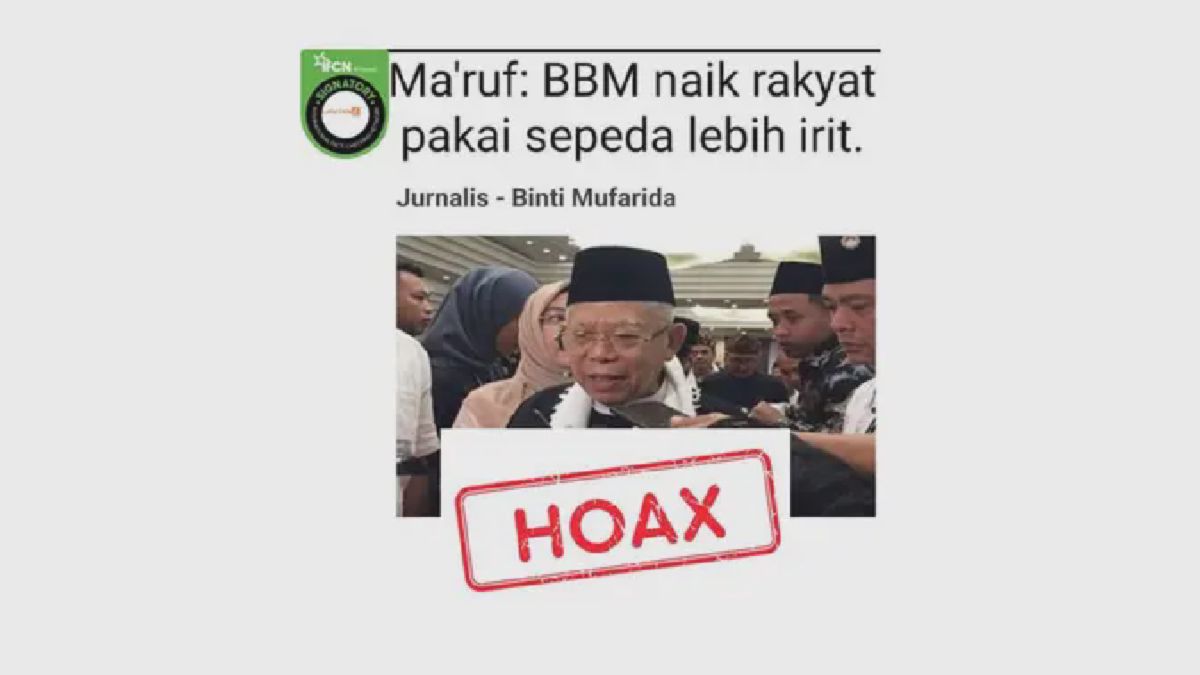 Cek Fakta Ma'ruf Amin Ajak Rakyat Naik Sepeda Saat Harga BBM Naik