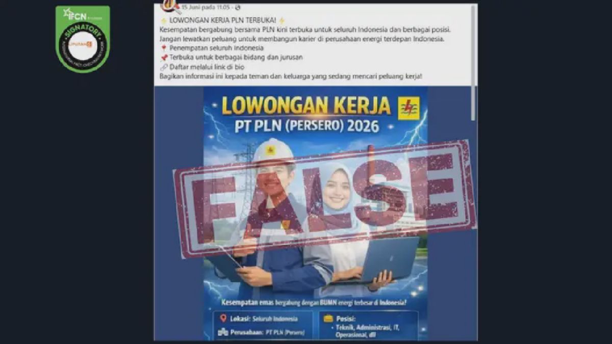 Cek Fakta: Pendaftaran Lowongan Kerja PLN via WhatsApp Adalah Hoaks