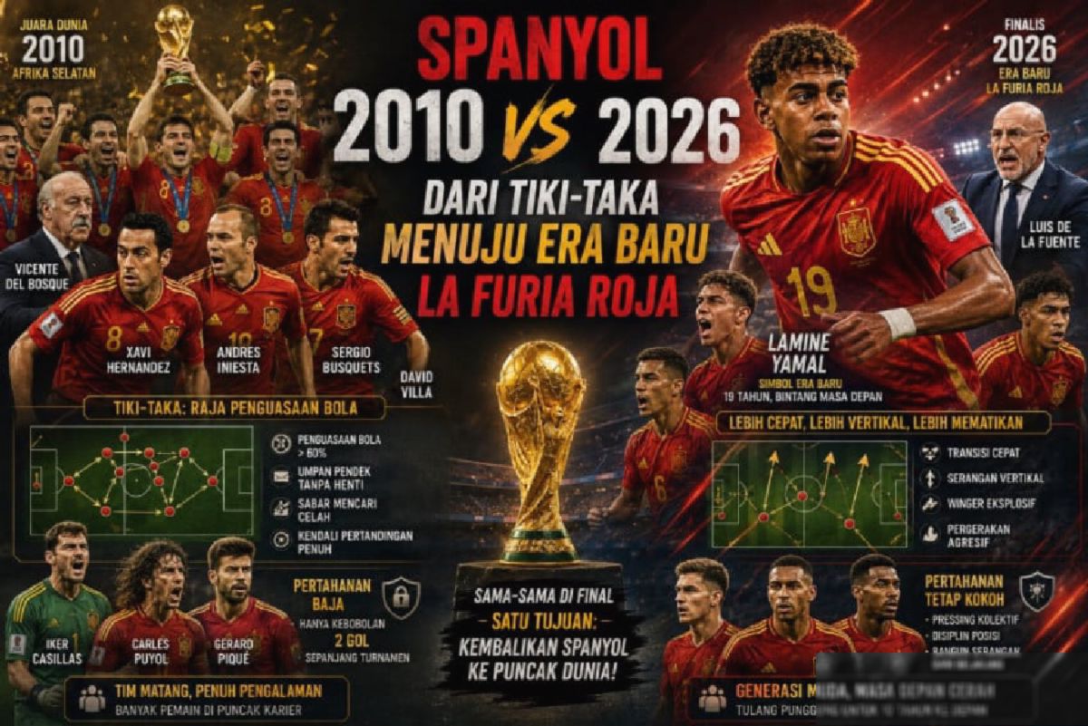 Spanyol 2010 vs 2026: Transformasi Tiki-Taka Menuju Era Baru La Furia Roja